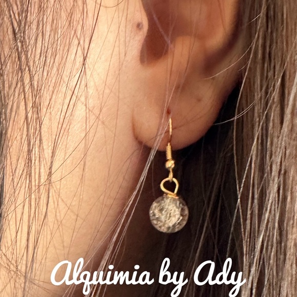 Alquimia Gold Earrings crackled quartz - Picture 1 of 1